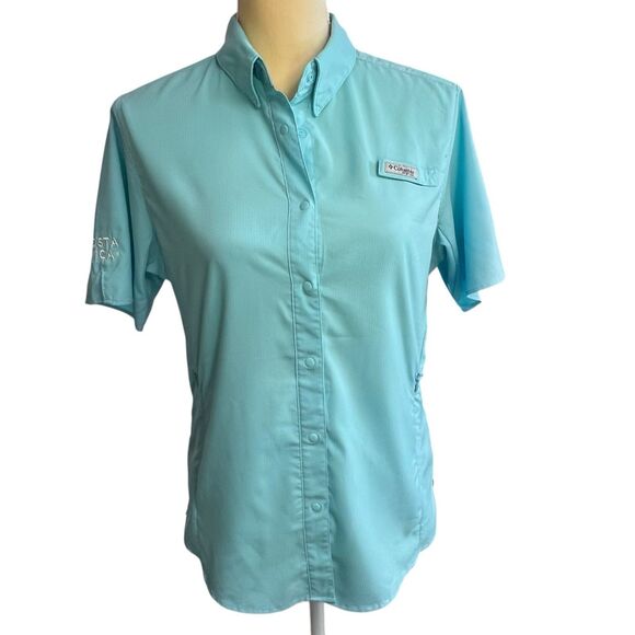 Columbia PFG Women’s‎ Shirt Omni-Shade Size Medium Lightweight Sportswear Teal - Picture 1 of 16